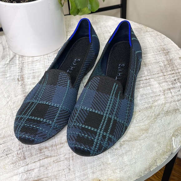 Rothy’s RETIRED Navy Plaid Loafers - Picture 2 of 13